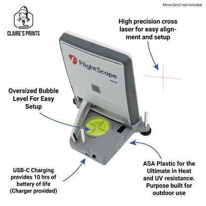 Mevo Gen2 laser alignment and leveling stand with precision cross laser for fast, repeatable launch monitor setup