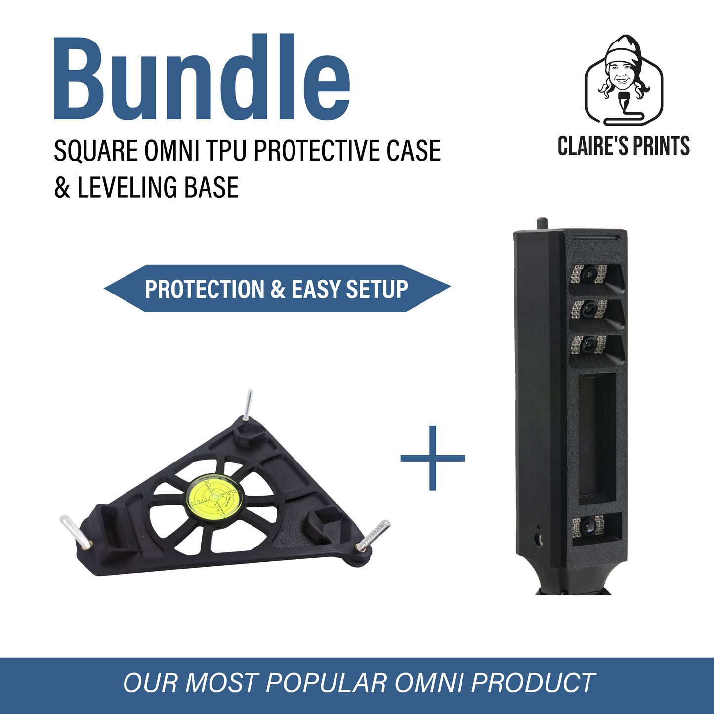 Square Omni Bundle: Level and Protect Bundle for Square Golf Omni, Leveling Base plus Shock Absorbing TPU Case