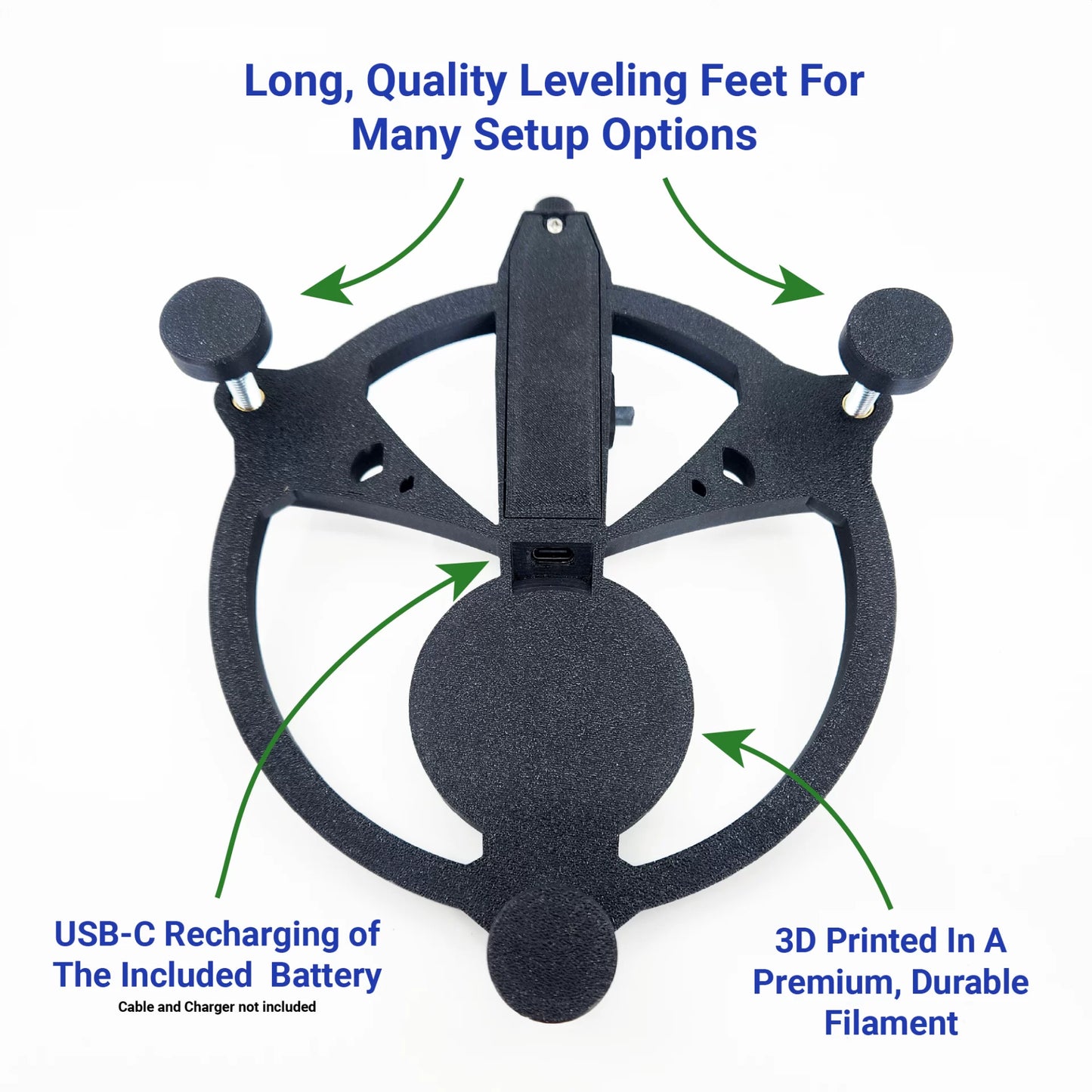 USB-C rechargeable laser and durable ASA construction on Garmin R10 alignment stand