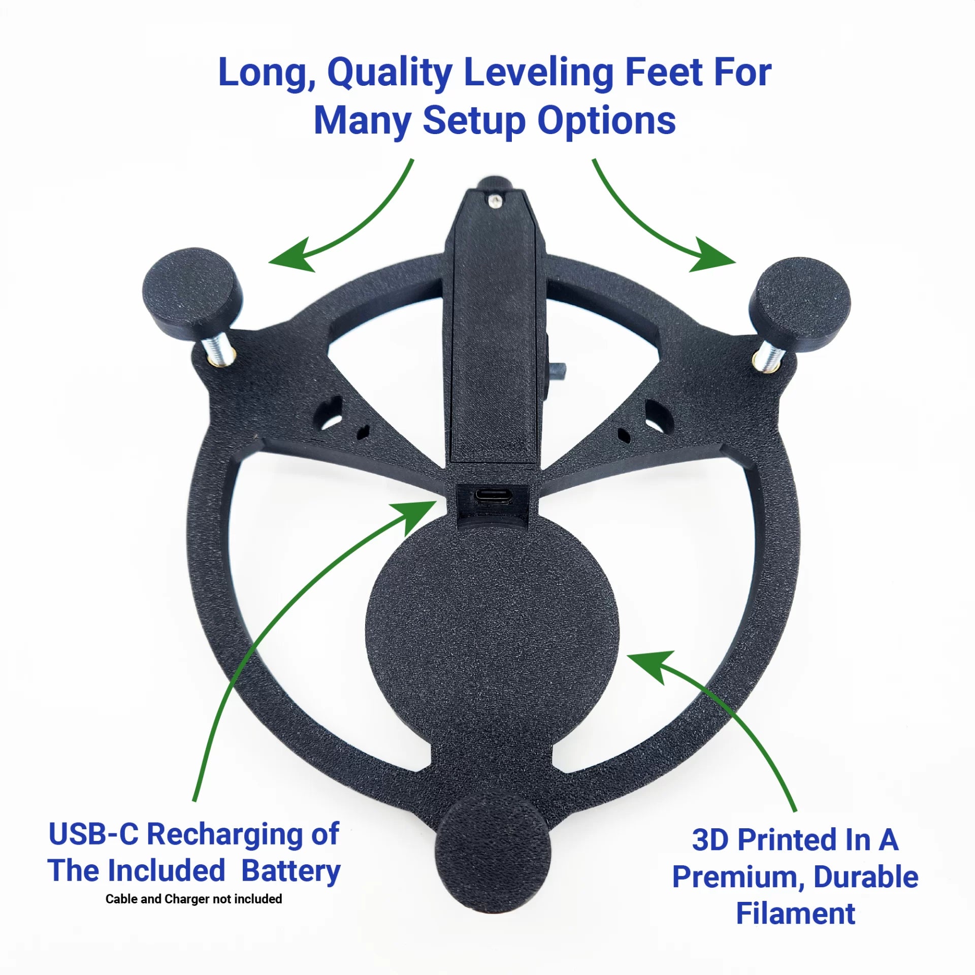 USB-C rechargeable laser and durable ASA construction on Garmin R10 alignment stand