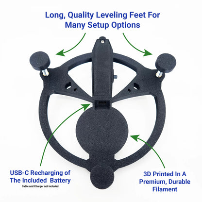 USB-C rechargeable laser and durable ASA construction on Garmin R10 alignment stand