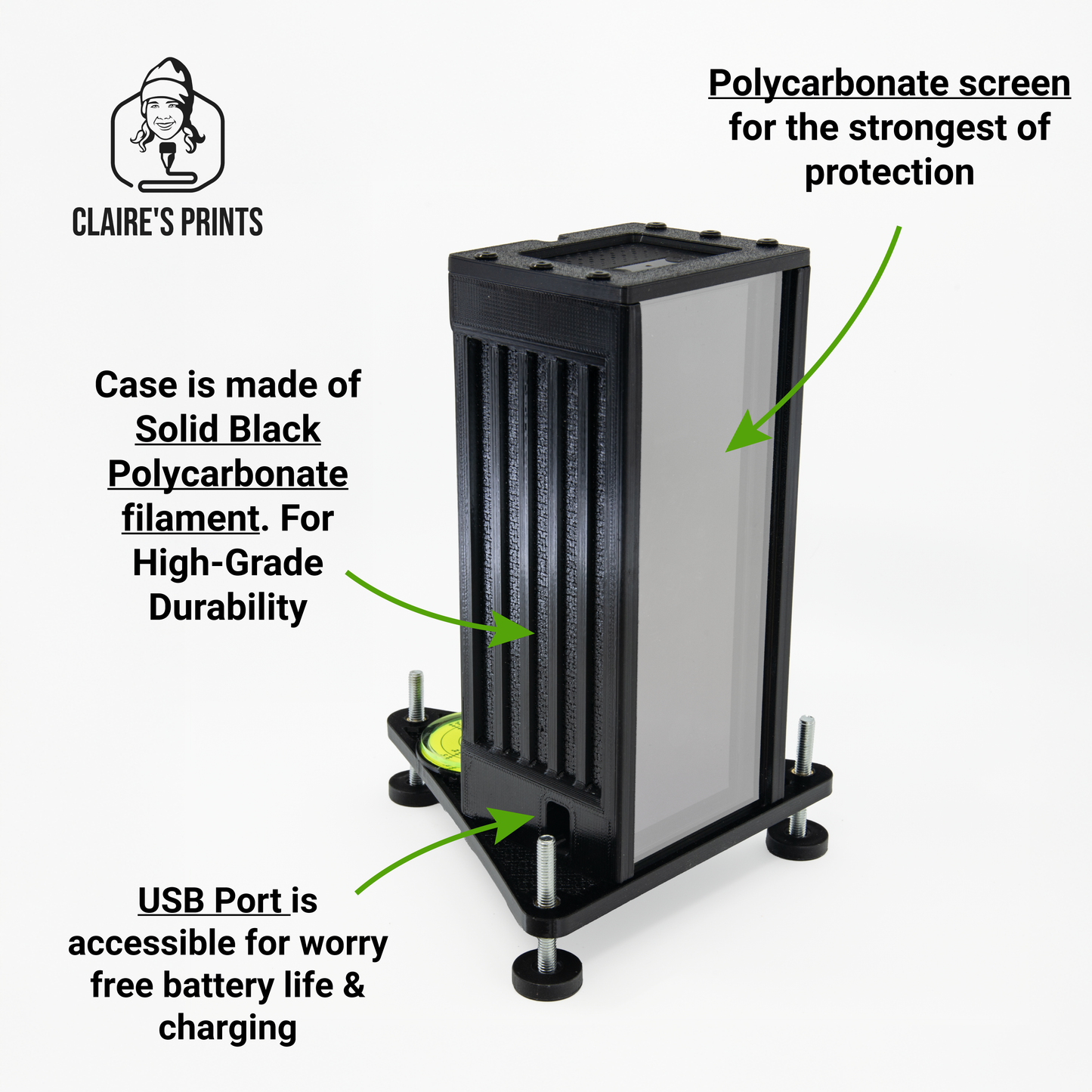 Polycarbonate protective case for the square Golf Launch Monitor